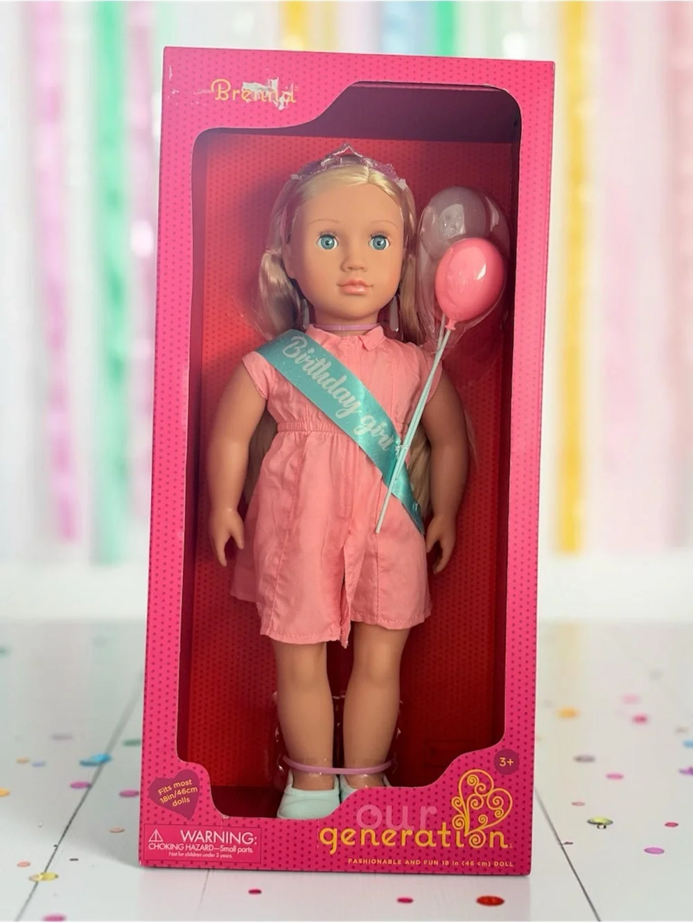 Our Generation 18” Birthday Girl Doll. Blonde hair and blue eyes. New in box